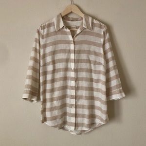 chico’s striped 3/4 sleeve button down
